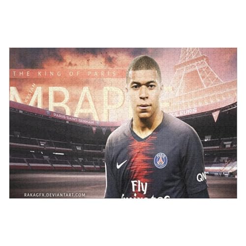 Mbappe Erwachsene Puzzle 1000 Teile Puzzle Fußballspieler Wooden Puzzle Lernspielzeug Spiel Familiendekoration (75x50) cm von Zwjkmjn