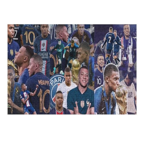 Mbappe Erwachsene Puzzles Puzzle 300 Teile Puzzles Fußballspieler Puzzle Lernspiel Spielzeug Familiendekoration (40x28) cm von Zwjkmjn