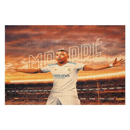 Mbappe Madrid Puzzles Erwachsene Puzzle 1000 Teile Puzzle Fußballspieler Wooden Puzzle Lernspielzeug Spiel Familiendekoration (75x50) cm von Zwjkmjn