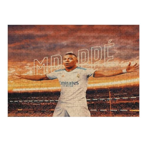 Mbappe Madrid300 Puzzleteile Puzzle Erwachsene Puzzle Schwierigkeitsgrad Puzzle Fußballspieler Wooden Puzzles Lernspielzeug Spiel (40x28) cm von Zwjkmjn