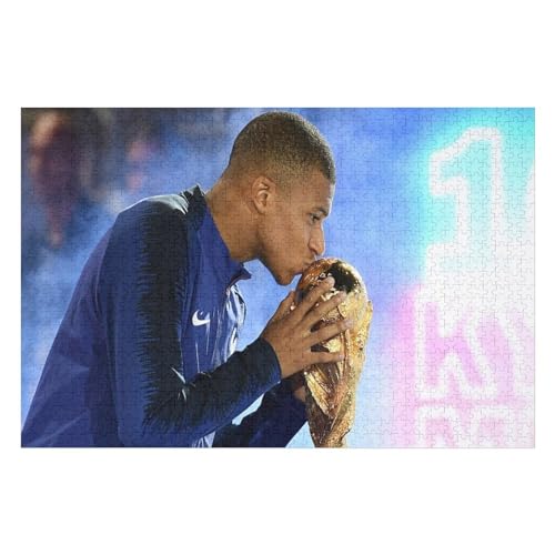 Mbappe Puzzle Erwachsene Fußballspieler Puzzles 1000 Teile Wooden Puzzles Bildung Spielzeug Spiel Familie Dekoration (75x50) cm von Zwjkmjn