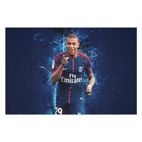 Mbappe Puzzle Für Erwachsene 1000 Teile Wooden Puzzles Für Großes Puzzle Familie Herausfordernde Spiele Unterhaltung Spielzeug Geschenke Puzzles (75x50) cm von Zwjkmjn