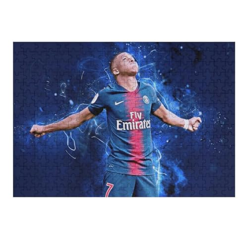 Mbappe Puzzles 300 Teile Puzzle Jungen Und Mädchen Puzzle Fußballspieler Puzzles Lernspiele Spielzeug Familiendekoration (40x28) cm von Zwjkmjn