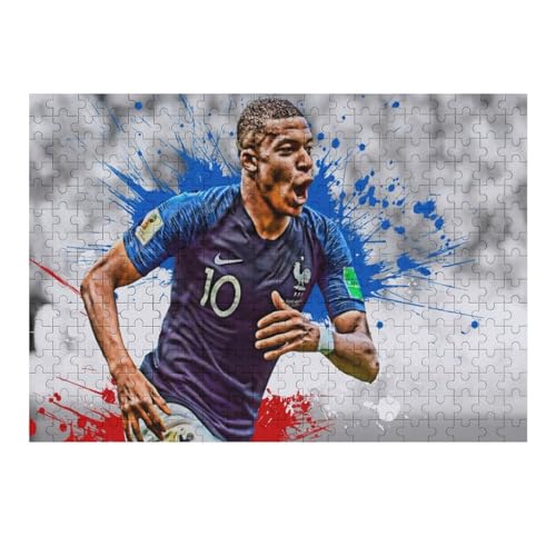 Mbappe Puzzles Erwachsene Puzzle 300 Teile Puzzle Fußballspieler Wooden Puzzle Lernspielzeug Spiel Familiendekoration (40x28) cm von Zwjkmjn