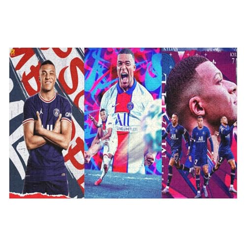 Mbappe1000 Puzzleteile Puzzle Erwachsene Puzzle Schwierigkeitsgrad Puzzle Fußballspieler Wooden Puzzles Lernspielzeug Spiel (75x50) cm von Zwjkmjn