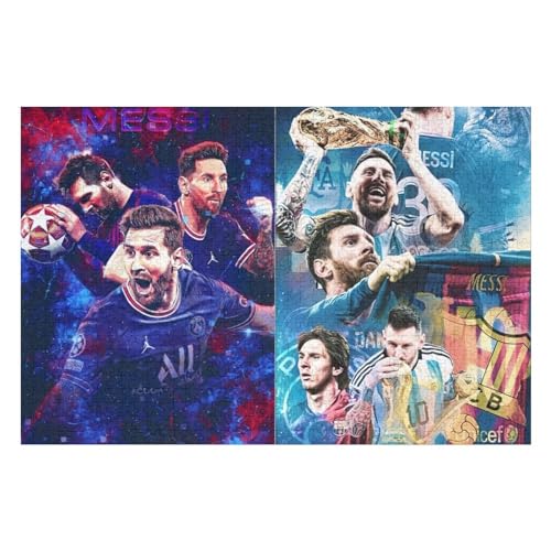 Messi 1000 Teile Puzzle Puzzle Erwachsene Puzzles Fußballspieler Wooden Puzzles Familie Dekoration Bildung Spiel Spielzeug (75x50) cm von Zwjkmjn