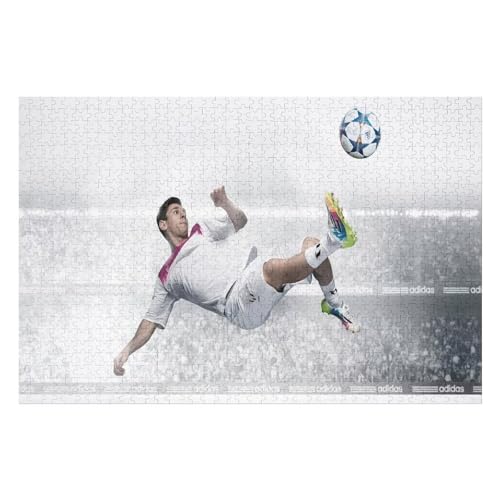 Messi 1000 Teile Puzzles Für Erwachsene Puzzles Fußballspieler Wooden Puzzles Schwieriges Und Herausforderndes Spiel (75x50) cm von Zwjkmjn