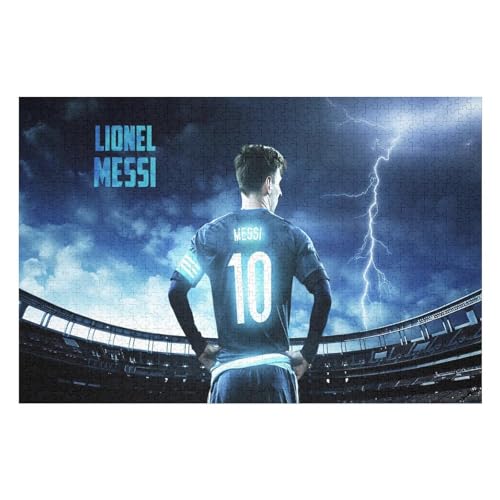 Messi 1000 Teile Puzzles Für Erwachsene Puzzles Fußballspieler Wooden Puzzles Schwieriges Und Herausforderndes Spiel (75x50) cm von Zwjkmjn