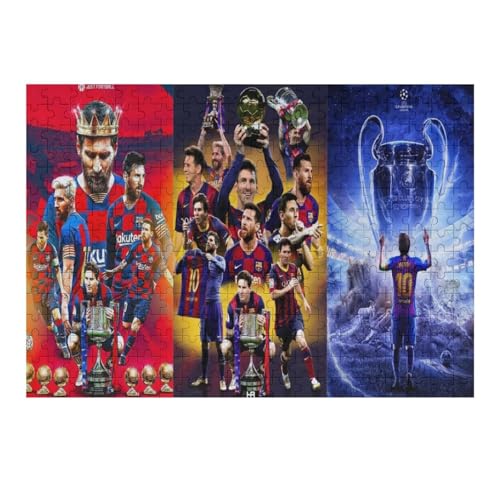 Messi 300 Teile Puzzles Für Erwachsene Puzzles Fußballspieler Wooden Puzzles Schwieriges Und Herausforderndes Spiel (40x28) cm von Zwjkmjn