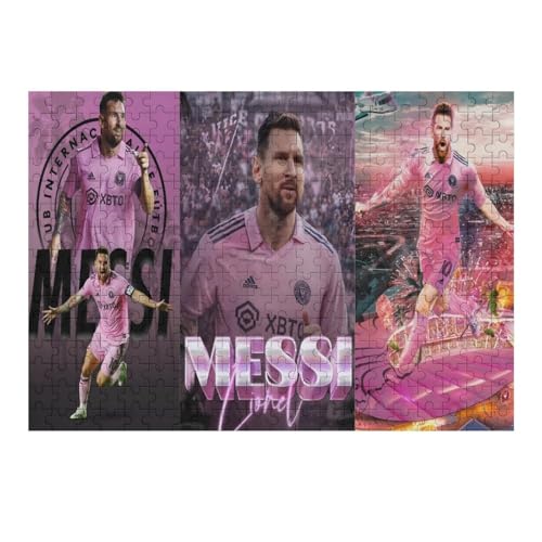 Messi 300 Teile Puzzles Für Erwachsene Puzzles Fußballspieler Wooden Puzzles Schwieriges Und Herausforderndes Spiel (40x28) cm von Zwjkmjn