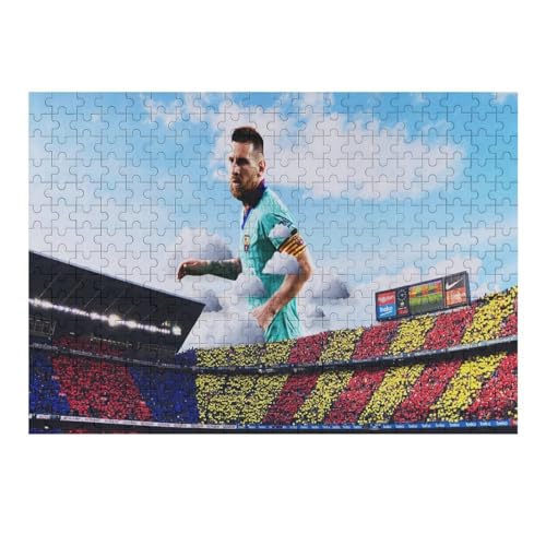 Messi 300 Teile Wooden Puzzle Erwachsene Kinder Puzzle Schwierigkeitsgrad Puzzles Fußballspieler Puzzles Familie Dekoration Lernspielzeug Spiele (40x28) cm von Zwjkmjn