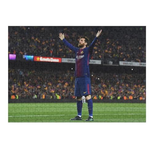 Messi 300 Teile Wooden Puzzle Erwachsene Kinder Puzzle Schwierigkeitsgrad Puzzles Fußballspieler Puzzles Familie Dekoration Lernspielzeug Spiele (40x28) cm von Zwjkmjn