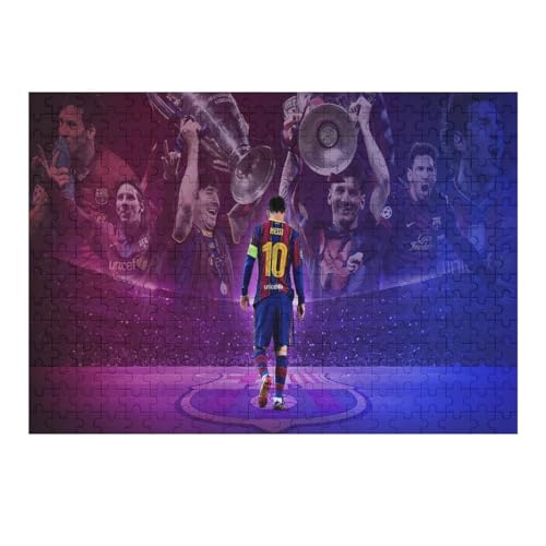 Messi 300 Teile Wooden Puzzle Erwachsene Kinder Puzzle Schwierigkeitsgrad Puzzles Fußballspieler Puzzles Familie Dekoration Lernspielzeug Spiele (40x28) cm von Zwjkmjn