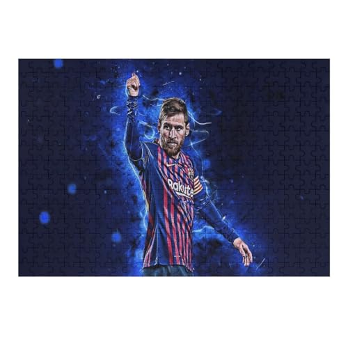 Messi 300 Teile Wooden Puzzle Erwachsene Kinder Puzzle Schwierigkeitsgrad Puzzles Fußballspieler Puzzles Familie Dekoration Lernspielzeug Spiele (40x28) cm von Zwjkmjn