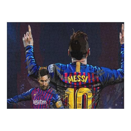 Messi 500 Teile Wooden Puzzle Erwachsene Kinder Puzzle Schwierigkeitsgrad Puzzles Fußballspieler Puzzles Familie Dekoration Lernspielzeug Spiele (52x38) cm von Zwjkmjn