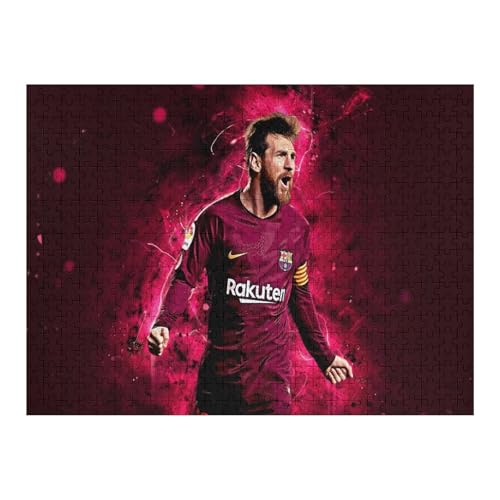 Messi 500 Teile Wooden Puzzle Erwachsene Kinder Puzzle Schwierigkeitsgrad Puzzles Fußballspieler Puzzles Familie Dekoration Lernspielzeug Spiele (52x38) cm von Zwjkmjn