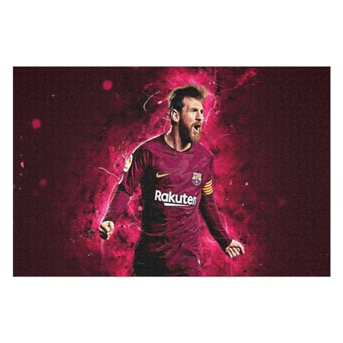 Messi Erwachsene Puzzle 1000 Teile Puzzle Fußballspieler Wooden Puzzle Lernspielzeug Spiel Familiendekoration (75x50) cm von Zwjkmjn