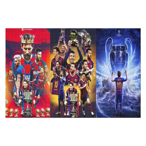 Messi Erwachsene Puzzles Puzzle 1000 Teile Puzzles Fußballspieler Puzzle Lernspiel Spielzeug Familiendekoration (75x50) cm von Zwjkmjn