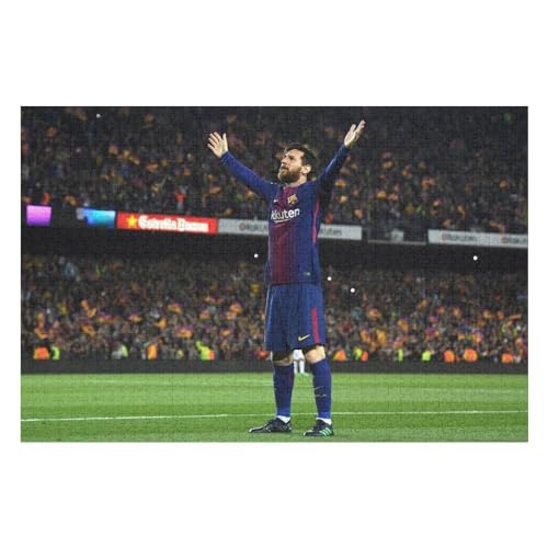 Messi Erwachsene Puzzles Puzzle 1000 Teile Puzzles Fußballspieler Puzzle Lernspiel Spielzeug Familiendekoration (75x50) cm von Zwjkmjn