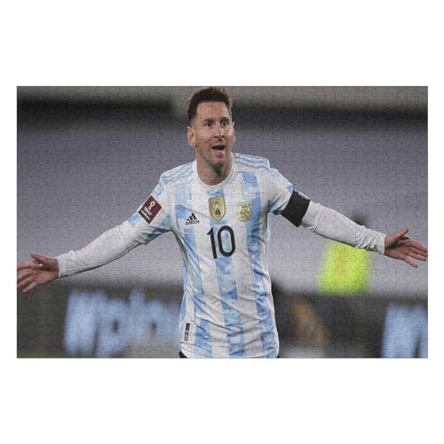 Messi Erwachsene Puzzles Puzzle 1000 Teile Puzzles Fußballspieler Puzzle Lernspiel Spielzeug Familiendekoration (75x50) cm von Zwjkmjn