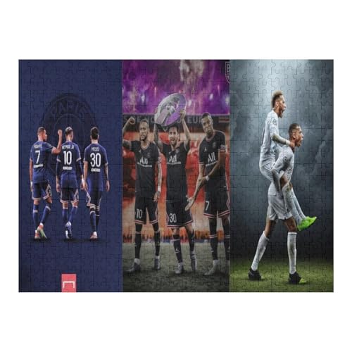 Messi Neymar Mbappe 500 Teile Wooden Puzzles Lernen Lernspielzeug Familienspiele Geburtstagsgeschenke Für Kleinkinder Kinder Jungen Mädchen Puzzles (52x38) cm von Zwjkmjn