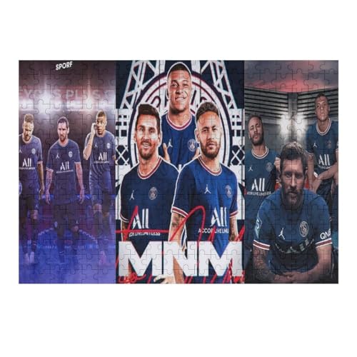 Messi Neymar Mbappe300 Puzzleteile Puzzle Erwachsene Puzzle Schwierigkeitsgrad Puzzle Fußballspieler Wooden Puzzles Lernspielzeug Spiel (40x28) cm von Zwjkmjn