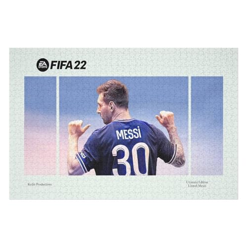 Messi Puzzle Erwachsene Fußballspieler Puzzles 1000 Teile Wooden Puzzles Bildung Spielzeug Spiel Familie Dekoration (75x50) cm von Zwjkmjn