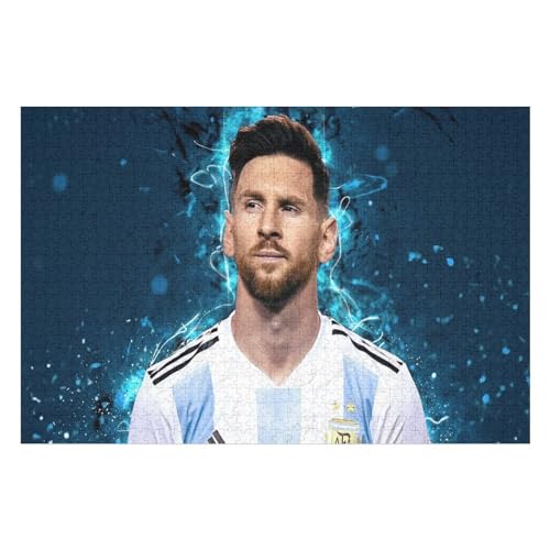 Messi Puzzle Erwachsene Fußballspieler Puzzles 1000 Teile Wooden Puzzles Bildung Spielzeug Spiel Familie Dekoration (75x50) cm von Zwjkmjn