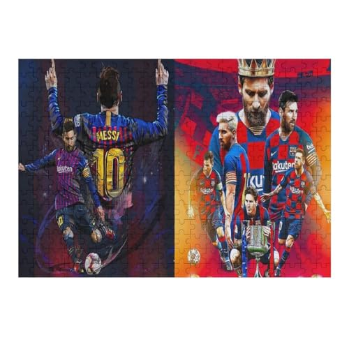 Messi Puzzle Erwachsene Fußballspieler Puzzles 300 Teile Wooden Puzzles Bildung Spielzeug Spiel Familie Dekoration (40x28) cm von Zwjkmjn