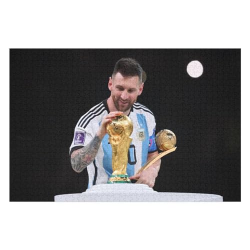 Messi Puzzle Für Erwachsene 1000 Teile Wooden Puzzles Für Großes Puzzle Familie Herausfordernde Spiele Unterhaltung Spielzeug Geschenke Puzzles (75x50) cm von Zwjkmjn