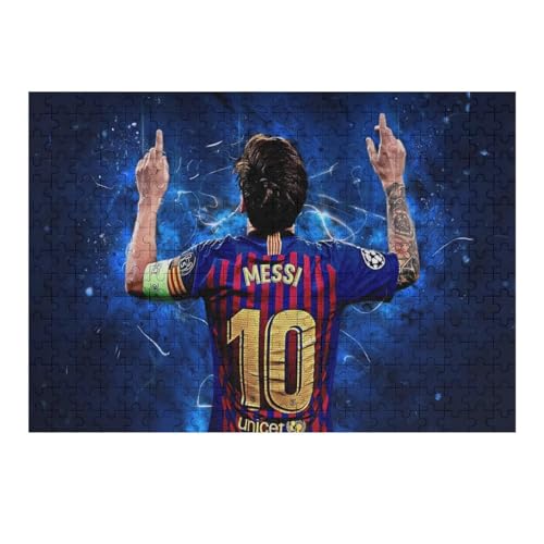 Messi Puzzles 300 Teile Puzzle Jungen Und Mädchen Puzzle Fußballspieler Puzzles Lernspiele Spielzeug Familiendekoration (40x28) cm von Zwjkmjn