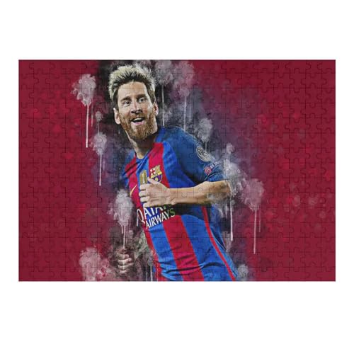 Messi Puzzles 300 Teile Puzzle Jungen Und Mädchen Puzzle Fußballspieler Puzzles Lernspiele Spielzeug Familiendekoration (40x28) cm von Zwjkmjn