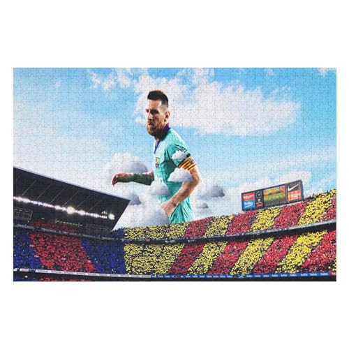 Messi Puzzles Erwachsene Puzzle 1000 Teile Puzzle Fußballspieler Wooden Puzzle Lernspielzeug Spiel Familiendekoration (75x50) cm von Zwjkmjn