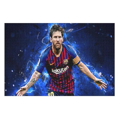 Messi Puzzles Erwachsene Puzzle 1000 Teile Puzzle Fußballspieler Wooden Puzzle Lernspielzeug Spiel Familiendekoration (75x50) cm von Zwjkmjn