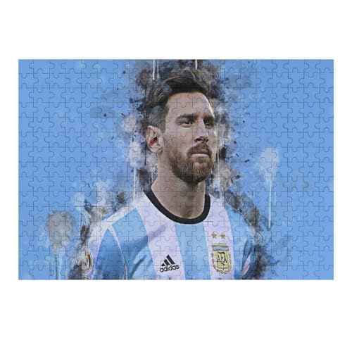 Messi300 Puzzleteile Puzzle Erwachsene Puzzle Schwierigkeitsgrad Puzzle Fußballspieler Wooden Puzzles Lernspielzeug Spiel (40x28) cm von Zwjkmjn