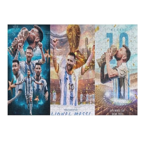 Messi300 Puzzleteile Puzzle Erwachsene Puzzle Schwierigkeitsgrad Puzzle Fußballspieler Wooden Puzzles Lernspielzeug Spiel (40x28) cm von Zwjkmjn