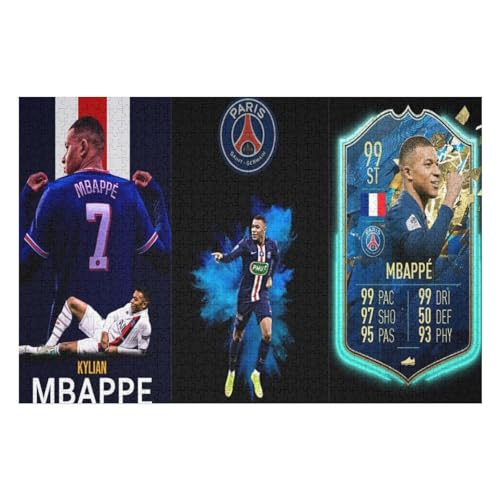 Puzzle 1000 Teile Mbappe Puzzle Erwachsene Puzzle Fußballspieler Wooden Puzzles Familie Dekoration Bildung Spielzeug Spiel (75x50) cm von Zwjkmjn