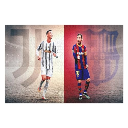 Puzzle 1000 Teile Ronaldo Messi Puzzles Erwachsene Schwierigkeitsgrad Wooden Puzzles Fußballspieler Puzzle Lernspiele Spielzeug (75x50) cm von Zwjkmjn