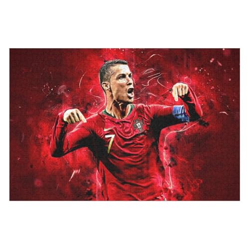 Puzzle 1000 Teile Ronaldo Puzzle Erwachsene Puzzle Fußballspieler Wooden Puzzles Familie Dekoration Bildung Spielzeug Spiel (75x50) cm von Zwjkmjn