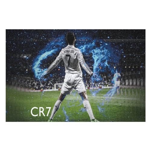 Puzzle 1000 Teile Ronaldo Puzzle Erwachsene Puzzle Fußballspieler Wooden Puzzles Familie Dekoration Bildung Spielzeug Spiel (75x50) cm von Zwjkmjn