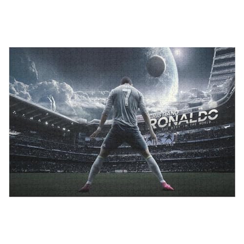 Puzzle 1000 Teile Ronaldo Puzzle Erwachsene Wooden Puzzles Fußballspieler Puzzle Familie Dekoration Bildung Spiel Spielzeug (75x50) cm von Zwjkmjn