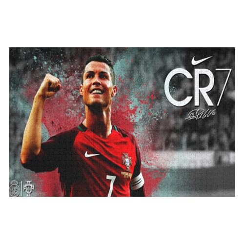 Puzzle 1000 Teile Ronaldo Puzzle Erwachsene Wooden Puzzles Fußballspieler Puzzle Familie Dekoration Bildung Spiel Spielzeug (75x50) cm von Zwjkmjn