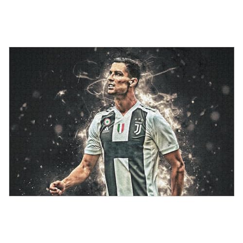 Puzzle 1000 Teile Ronaldo Puzzles Erwachsene Schwierigkeitsgrad Wooden Puzzles Fußballspieler Puzzle Lernspiele Spielzeug (75x50) cm von Zwjkmjn