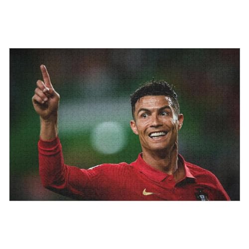 Puzzle 1000 Teile Ronaldo Puzzles Erwachsene Schwierigkeitsgrad Wooden Puzzles Fußballspieler Puzzle Lernspiele Spielzeug (75x50) cm von Zwjkmjn