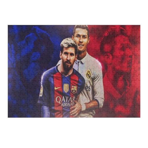 Puzzle 300 Teile Ronaldo Messi Puzzle Erwachsene Puzzle Fußballspieler Wooden Puzzles Familie Dekoration Bildung Spielzeug Spiel (40x28) cm von Zwjkmjn