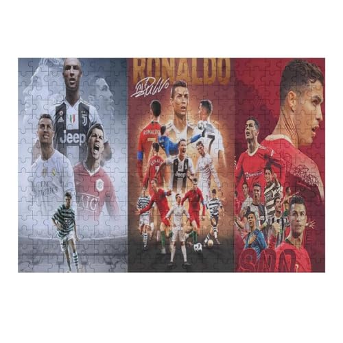 Puzzle 300 Teile Ronaldo Puzzle Erwachsene Puzzle Fußballspieler Wooden Puzzles Familie Dekoration Bildung Spielzeug Spiel (40x28) cm von Zwjkmjn