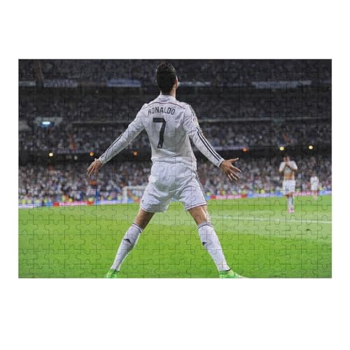 Puzzle 300 Teile Ronaldo Puzzles Erwachsene Schwierigkeitsgrad Wooden Puzzles Fußballspieler Puzzle Lernspiele Spielzeug (40x28) cm von Zwjkmjn