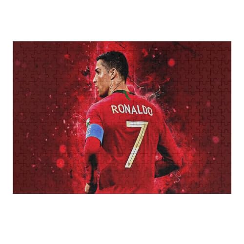 Puzzle 300 Teile Ronaldo Puzzles Erwachsene Schwierigkeitsgrad Wooden Puzzles Fußballspieler Puzzle Lernspiele Spielzeug (40x28) cm von Zwjkmjn