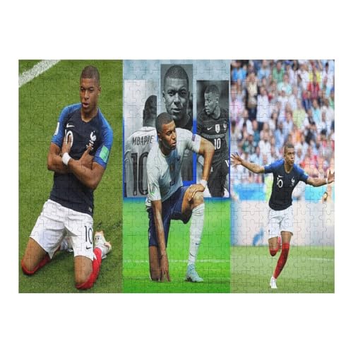 Puzzle 500 Teile Mbappe Puzzle Erwachsene Puzzle Fußballspieler Wooden Puzzles Familie Dekoration Bildung Spielzeug Spiel (52x38) cm von Zwjkmjn