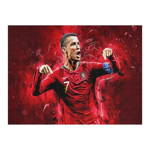 Puzzle 500 Teile Ronaldo Puzzle Erwachsene Wooden Puzzles Fußballspieler Puzzle Familie Dekoration Bildung Spiel Spielzeug (52x38) cm von Zwjkmjn